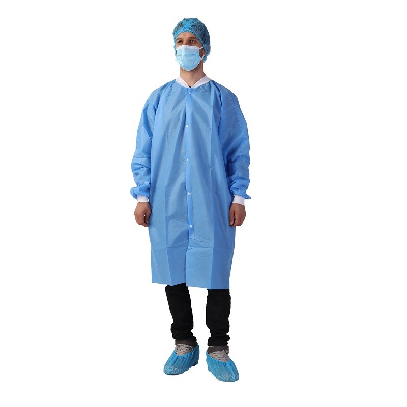 Disposable Non-woven Knitted Collar Lab coat