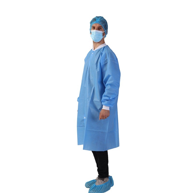 Disposable Non-woven Knitted Collar Lab coat